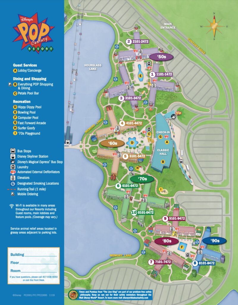 map of pop century resort