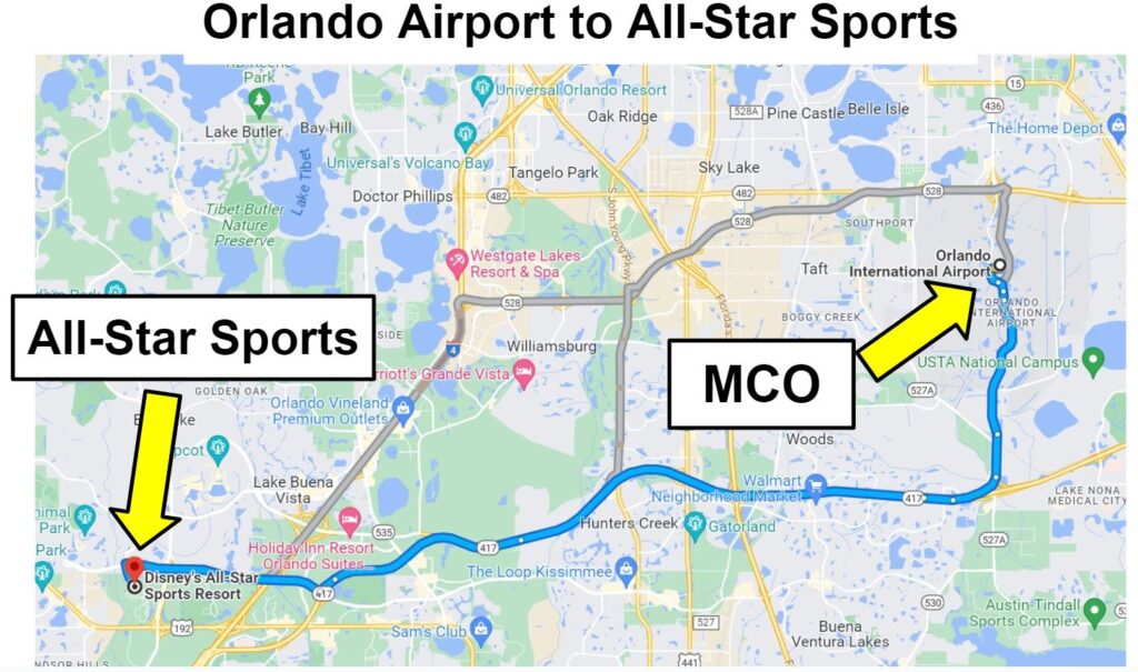 mco to all star sports