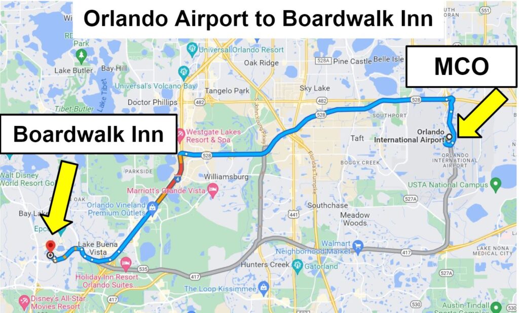 mco to boardwalk inn