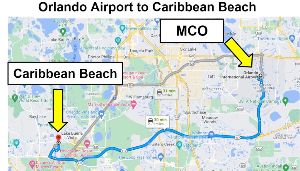 mco to caribbean beach resort