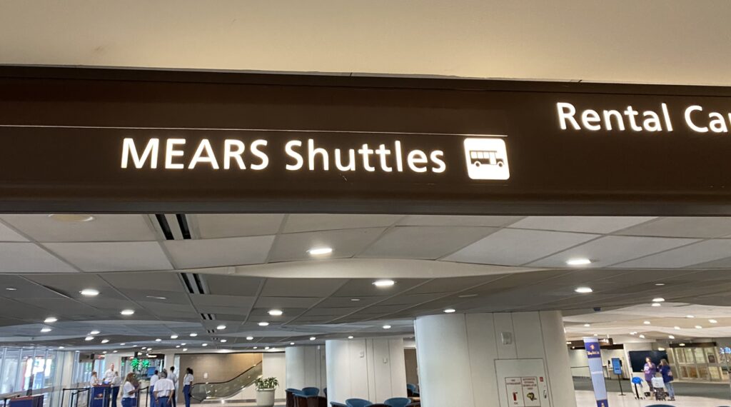 mears shuttle sign