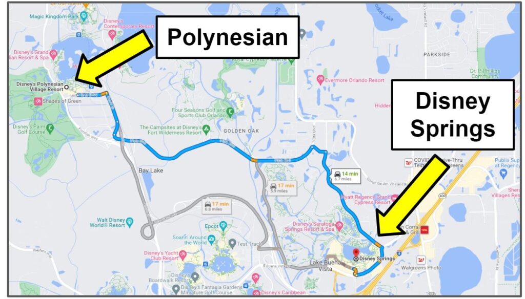 polynesian to disney springs map