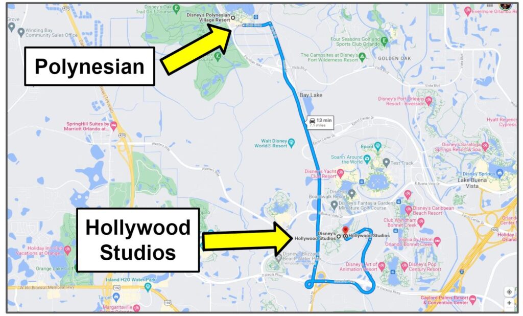 polynesian to hollywood studios