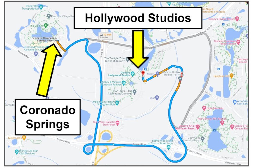 Coronado Springs to Hollywood Studios