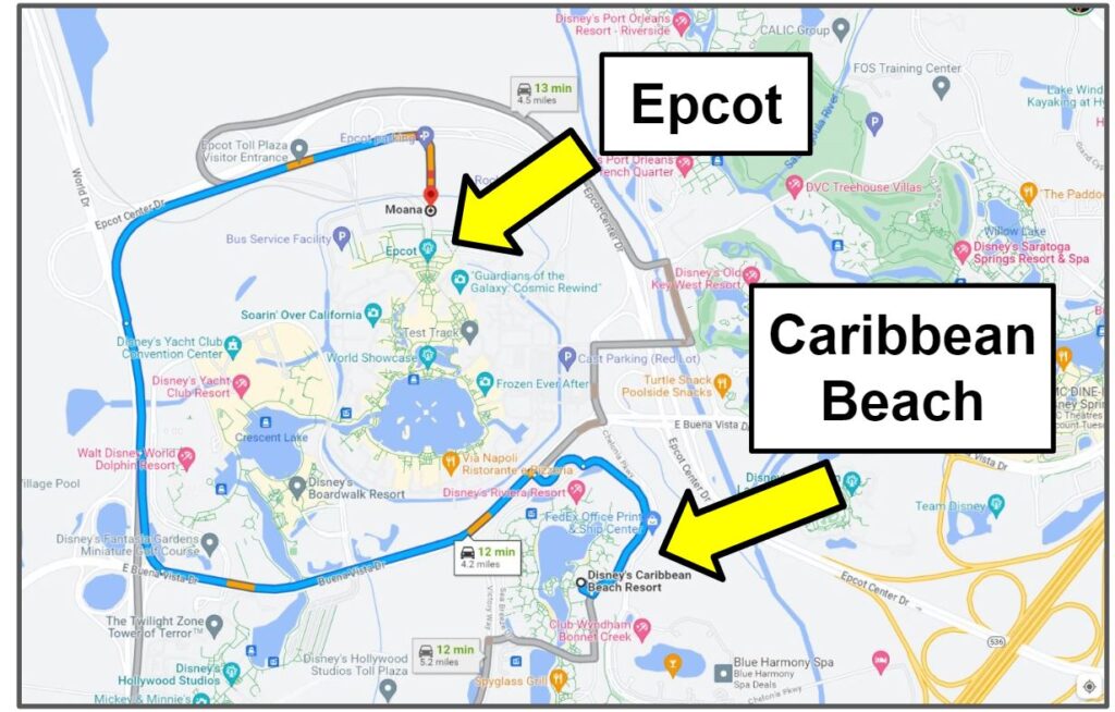 caribbean beach to epcot