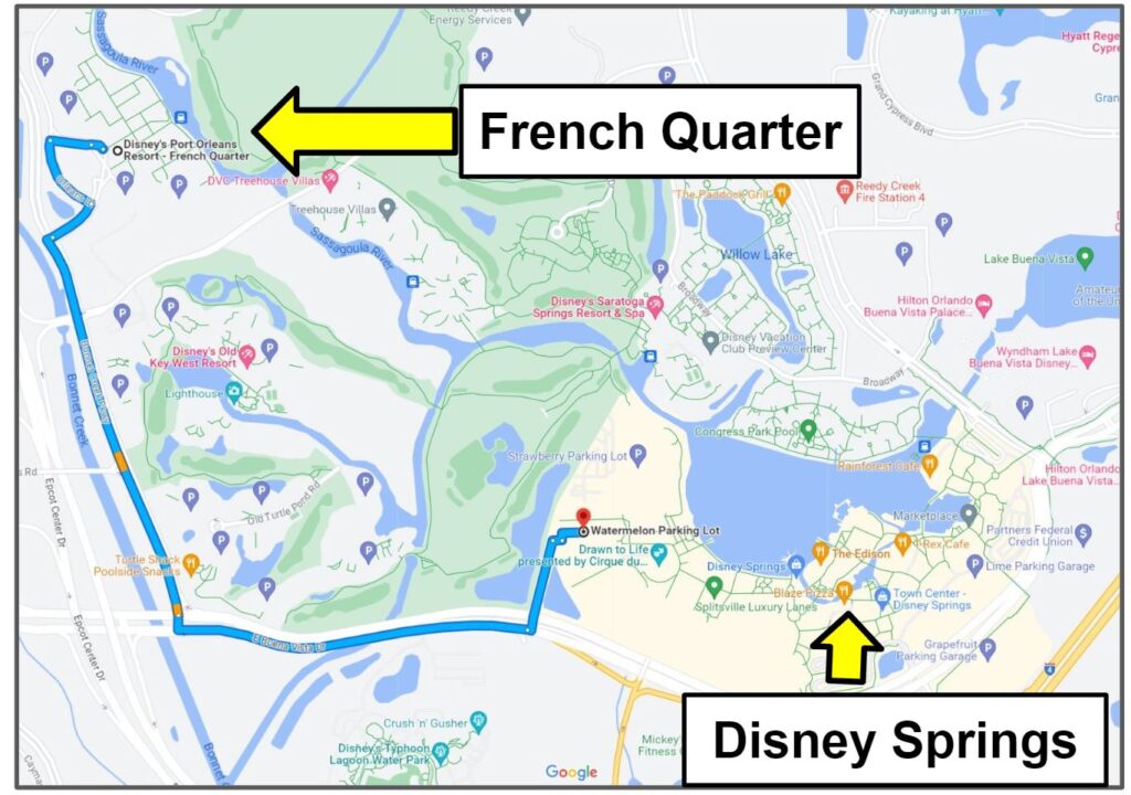 french quarter to disney springs driving your own car