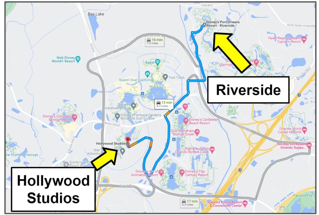 Port Orleans Riverside to Hollywood Studios