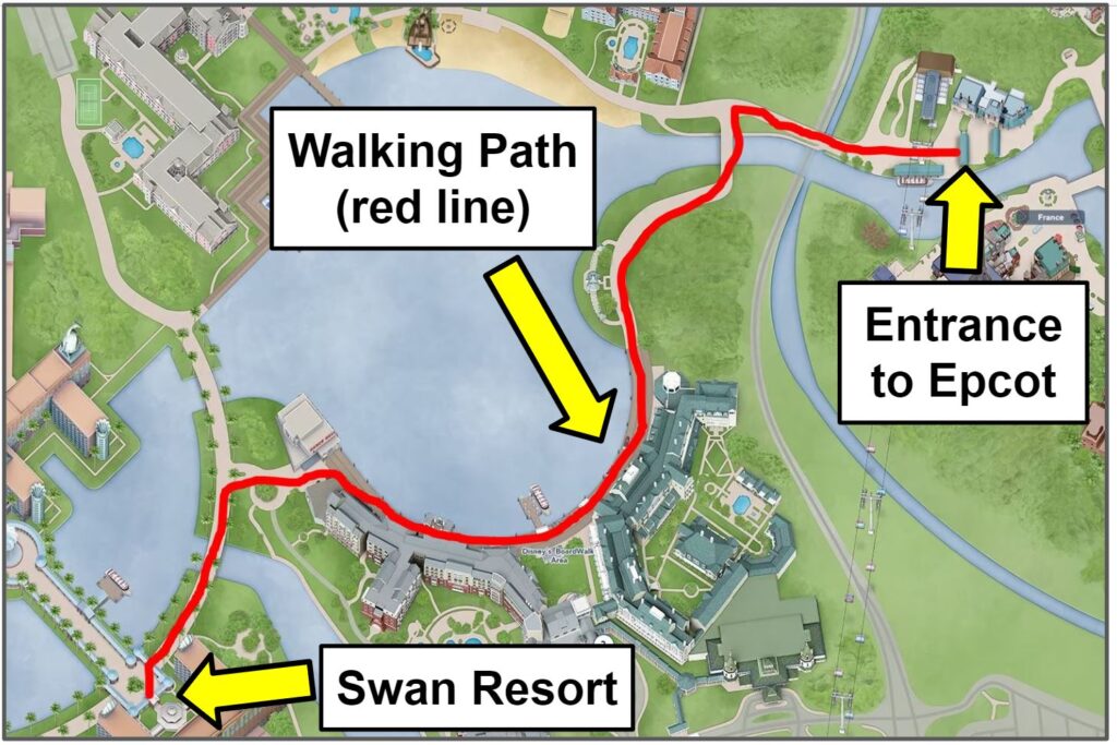 walking from swan resort to epcot