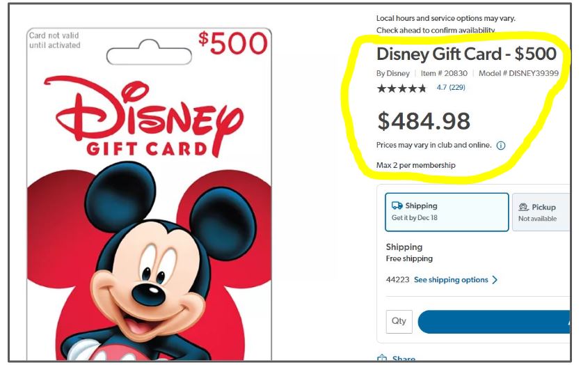 save money at Disney World by hacking gift cards