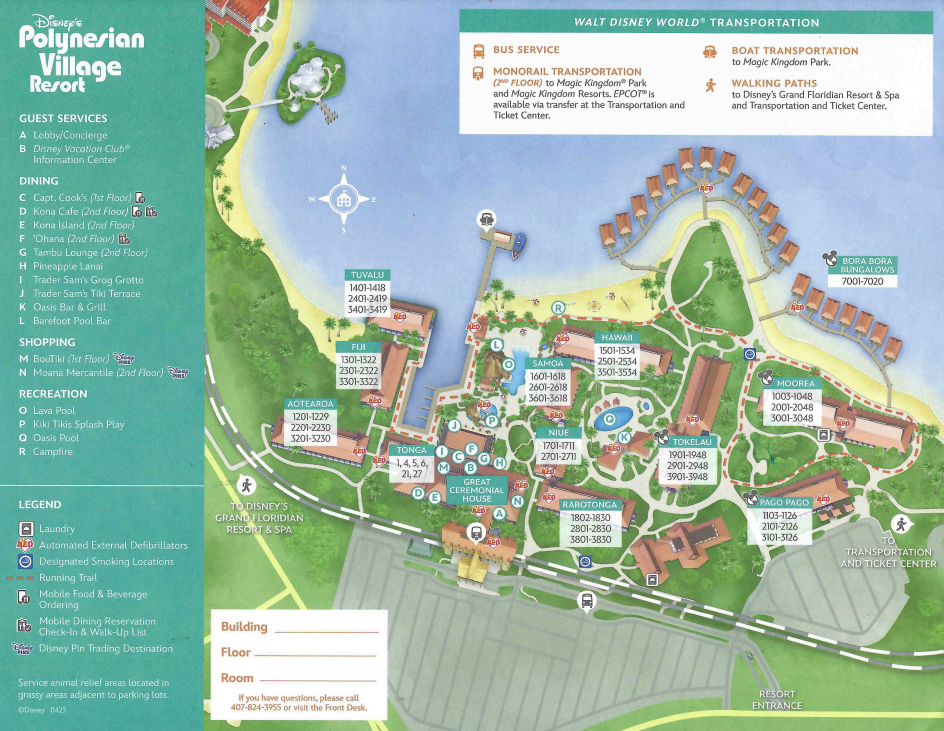 Polyesian Village Resort Map