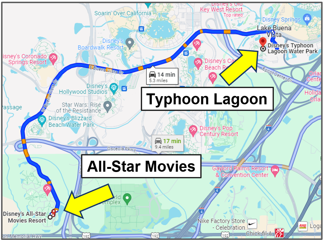 driving yourself from all-star movies to typhoon lagoon