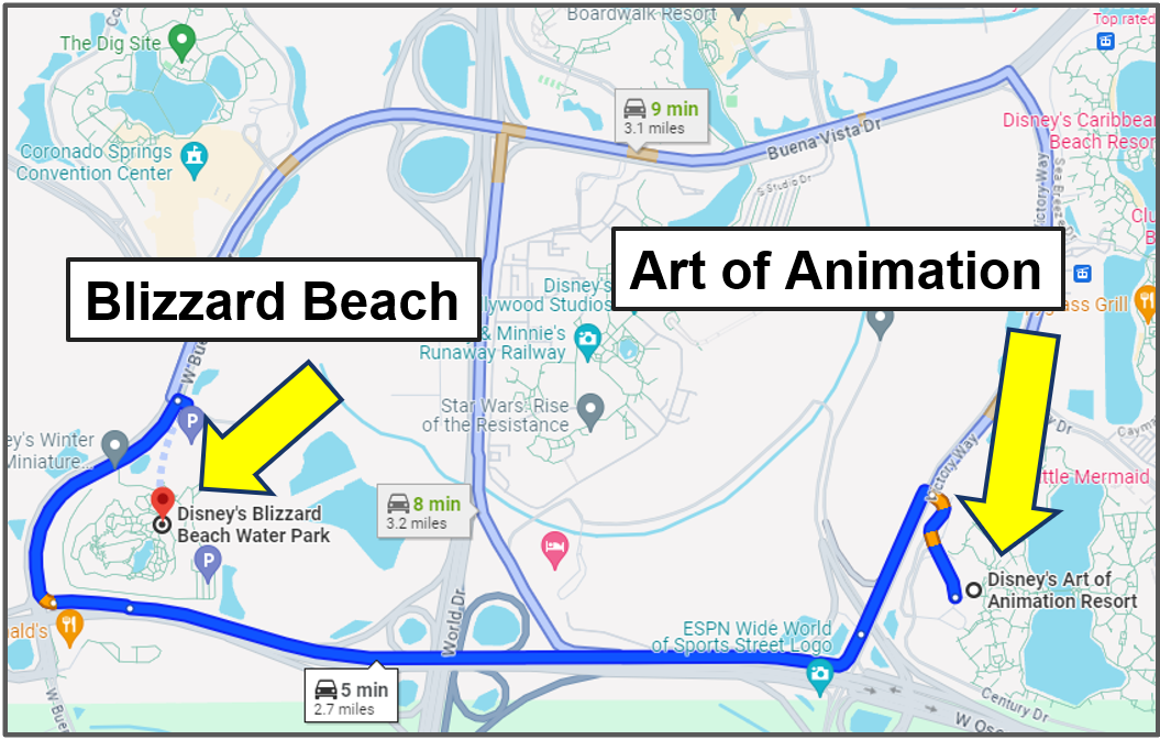 drive yourself from art of animation to blizzard beach