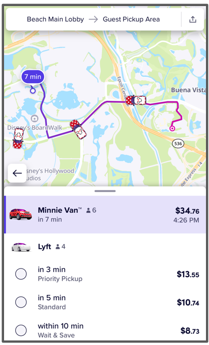 lyft - beach club to typhoon lagoon