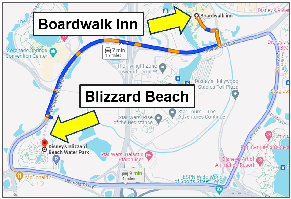 drive yourself from boardwalk to blizzard beach