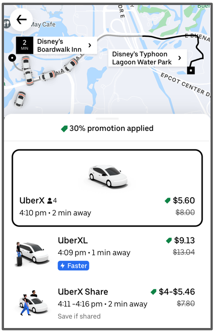 use uber to get from boardwalk to typhoon lagoon