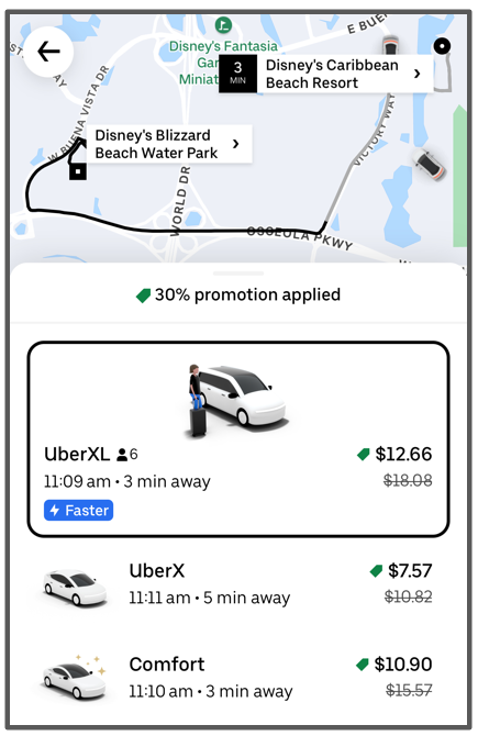 caribbean beach to blizzard beach via uber