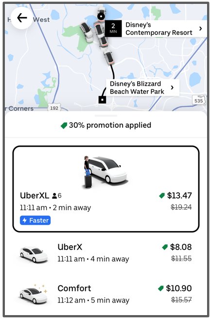 contemporary to blizzard beach via uber