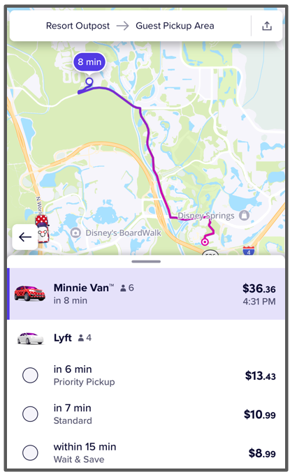 fort wilderness to typhoon lagoon via lyft