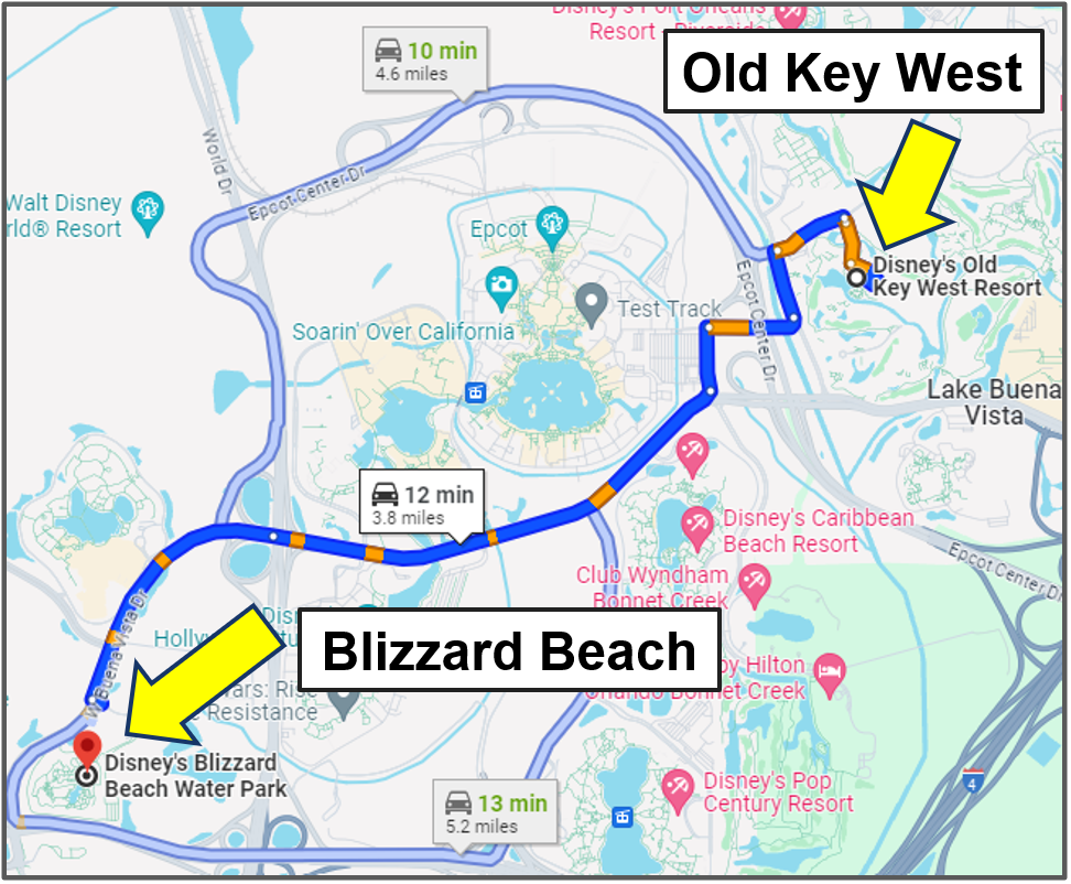 driving from old key west to blizzard beach