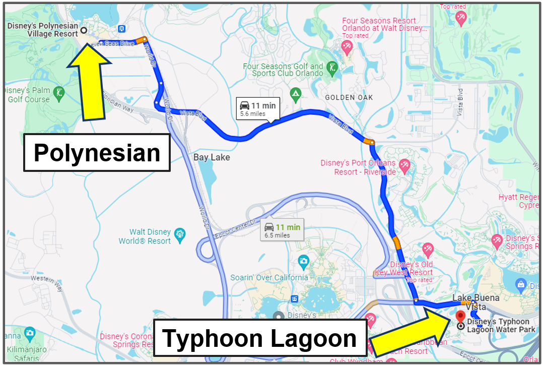 driving yourself from polynesian to typhoon lagoon