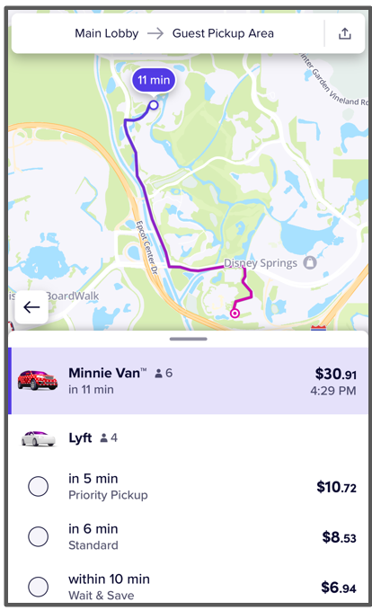 lyft - port orleans riverside to typhoon lagoon