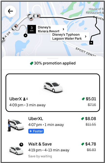 uber - riviera to typhoon lagoon