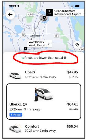 sanford airport to disney world uber