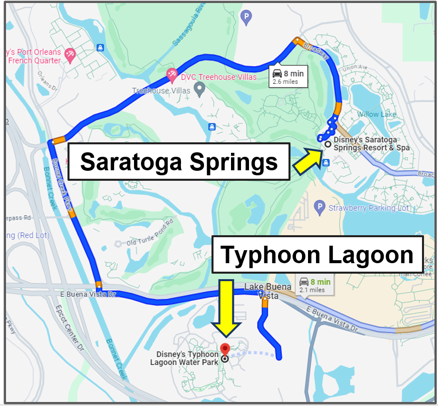 drive yourself from saratoga springs to typhoon lagoon