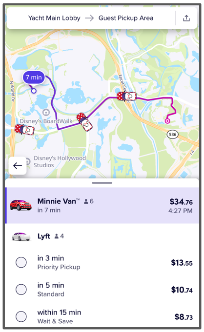 yacht club to typhoon lagoon via lyft